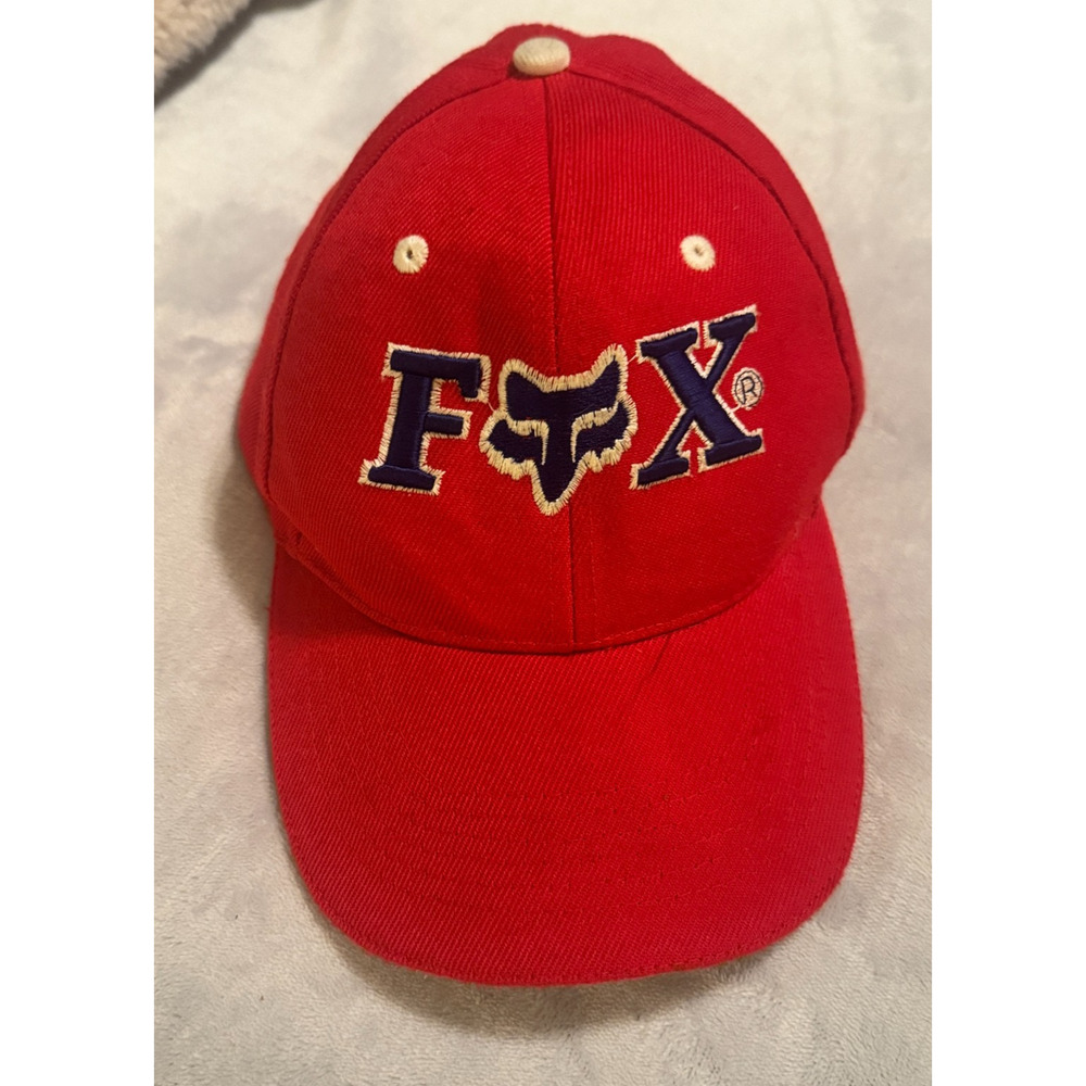Fox Racing Strap Back Baseball Hat Cap wool Red embroidered